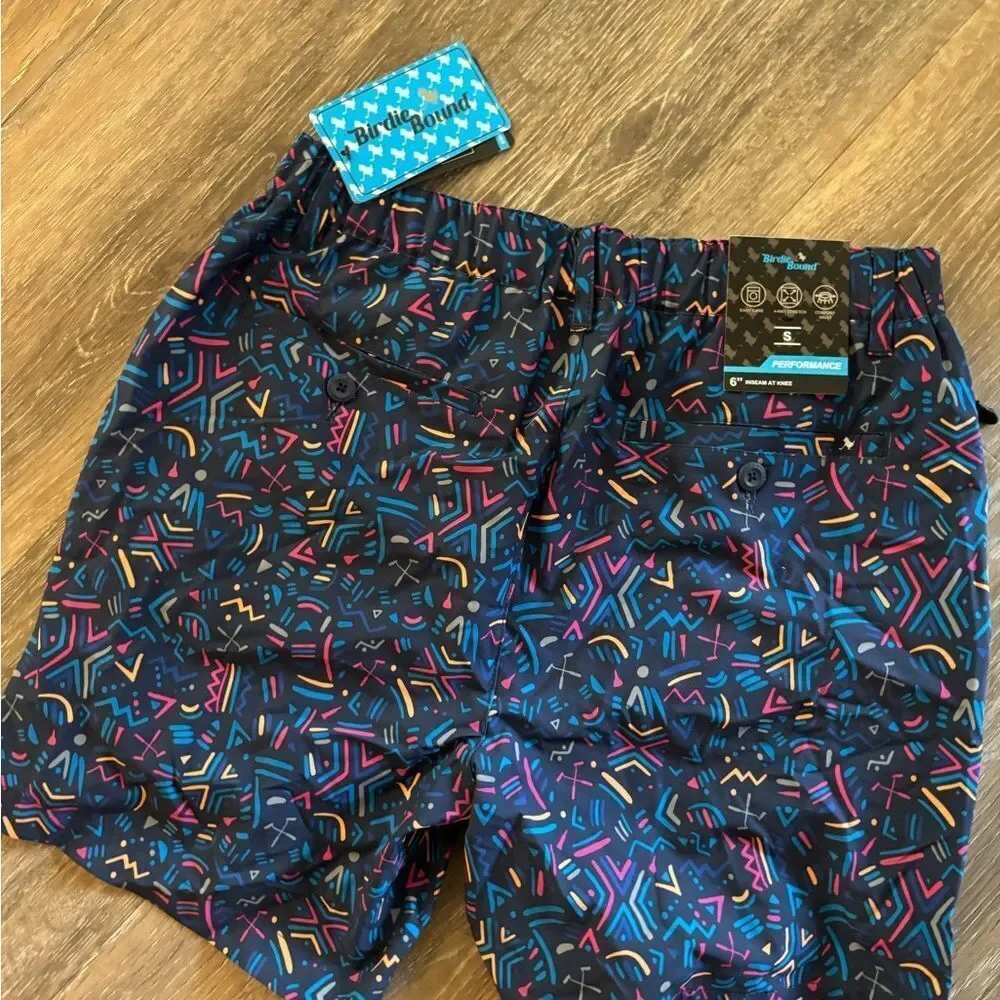 Birdie Bound Retro Geometric Performance Shorts/  Swim Shorts sz Small